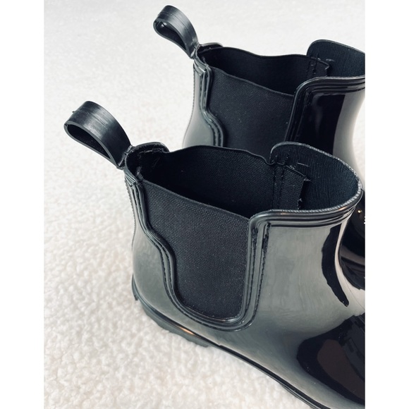 FRENCH CONNECTION • Black Chelsea Ankle Rain Boots - Picture 13 of 16